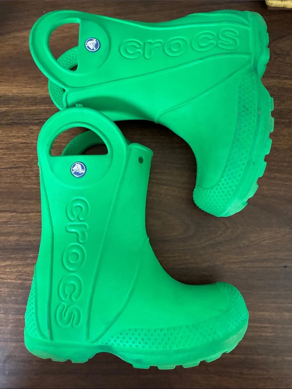 CROCS Kids Bright Green Rain Boots with Heel Loop Unisex